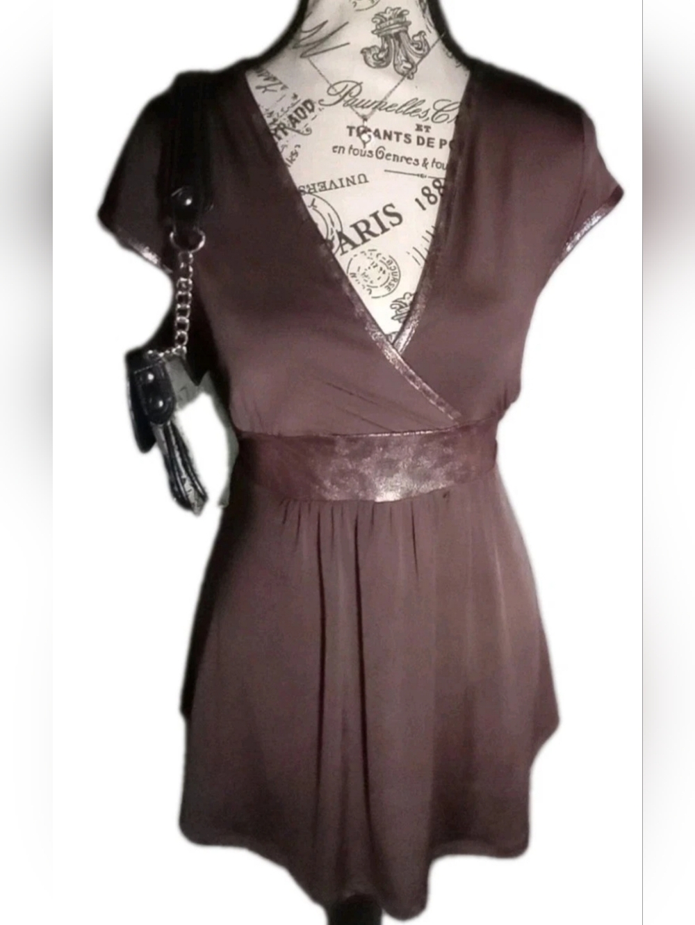 Vintage 90s Y2K Three Tulips Brown Dress L